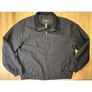 Eddie Bauer Fleece Lined Windbreaker bomber jacket Black Tall XL